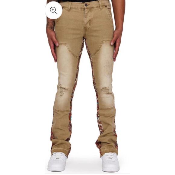 Valabasas Alpha Denim Khaki Jacquard Size 36X34 - Picture 1 of 7
